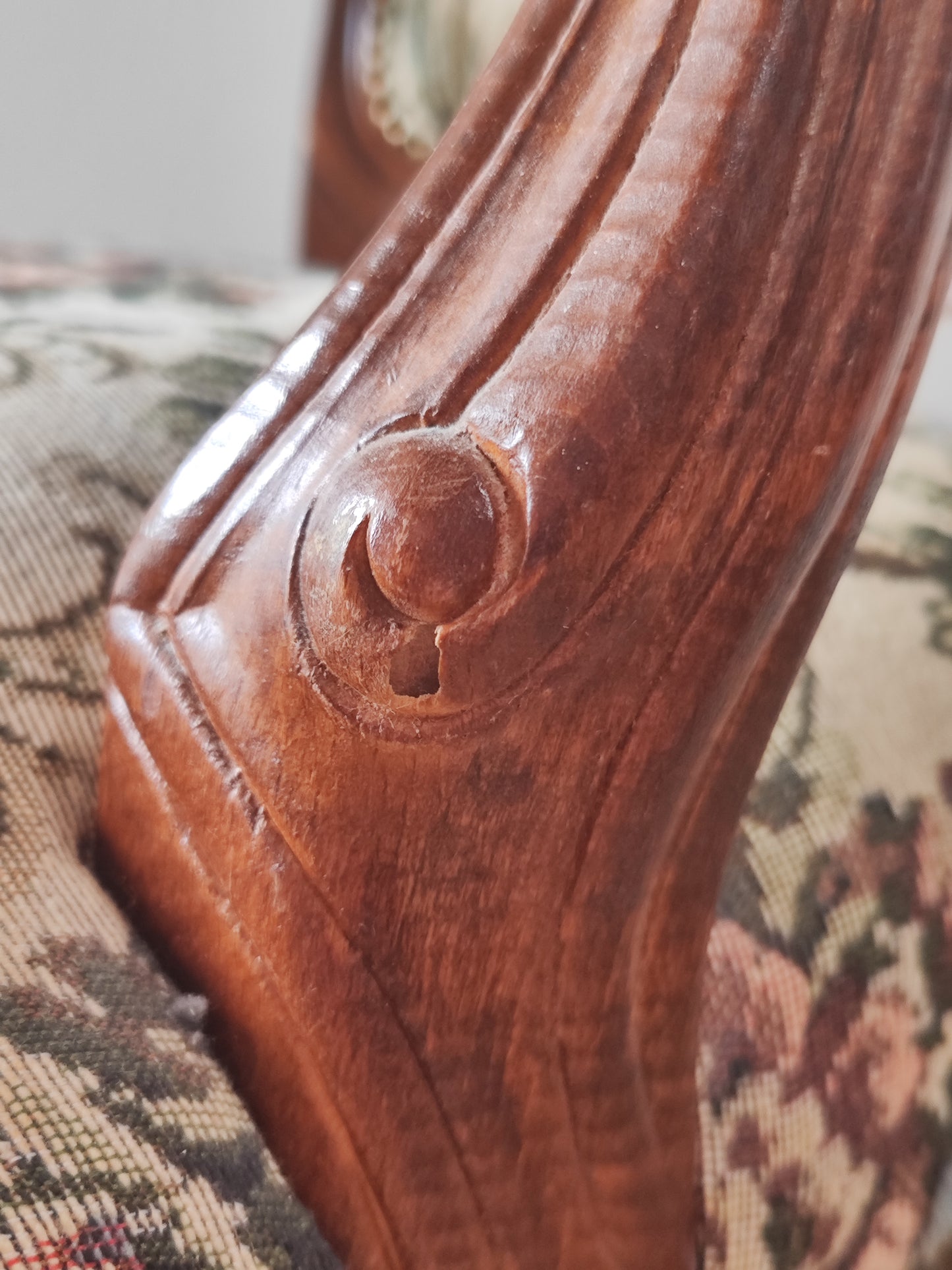 Armlehnsessel Sessel Stuhl Polster Holz vintage barock steel