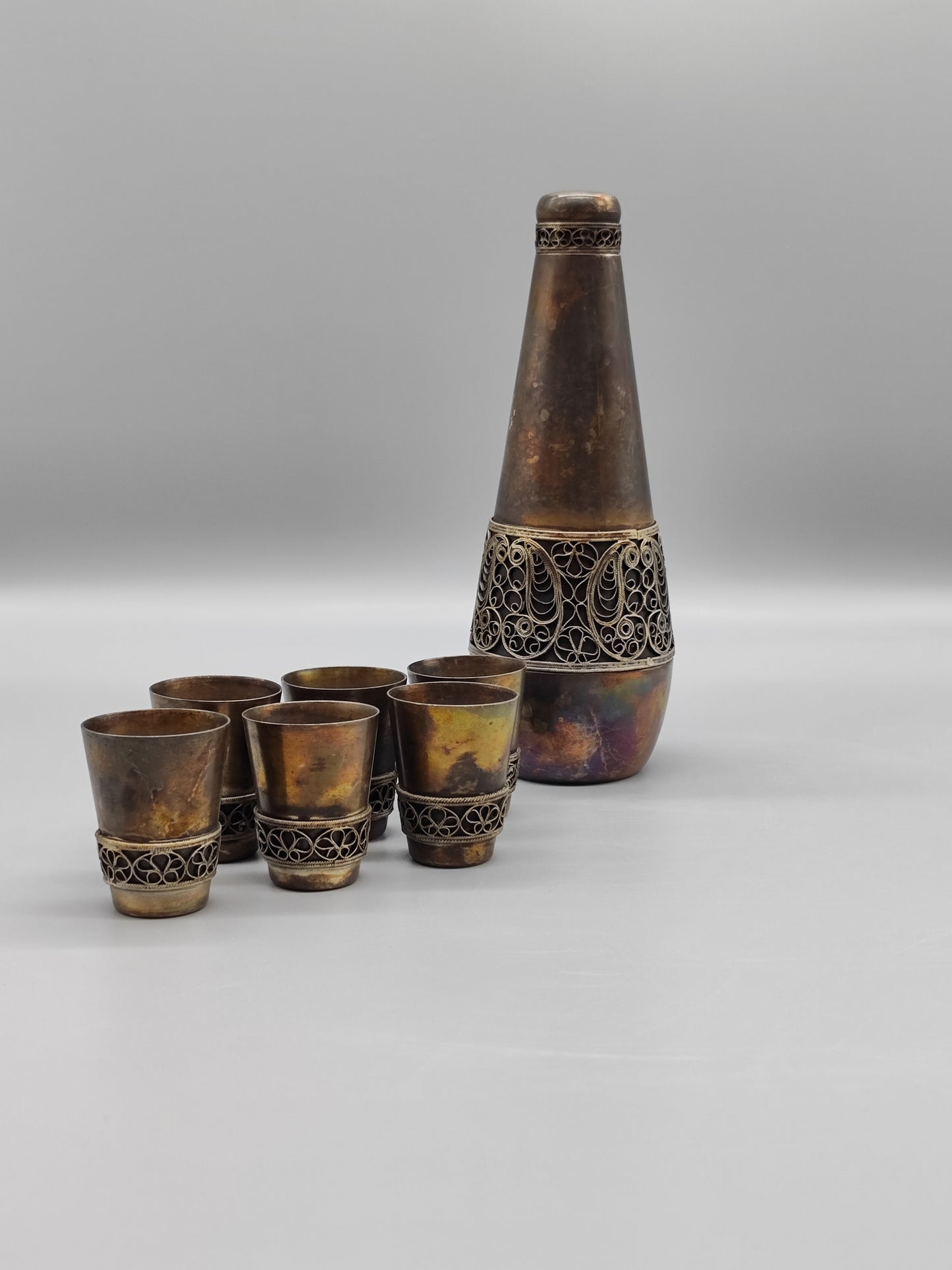 Kupfernickel-Cognac-Set für 6 Personen Produktion UdSSR YUMMET, LKSH