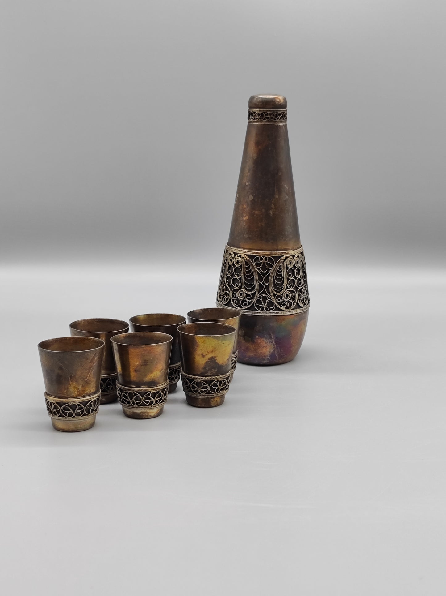 Kupfernickel-Cognac-Set für 6 Personen Produktion UdSSR YUMMET, LKSH