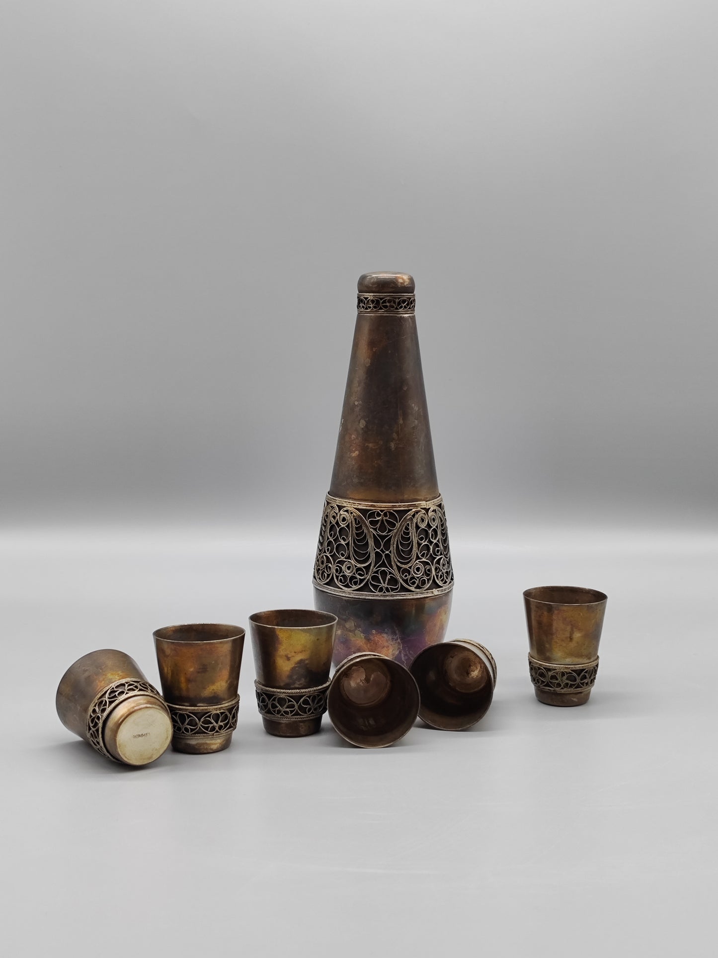 Kupfernickel-Cognac-Set für 6 Personen Produktion UdSSR YUMMET, LKSH
