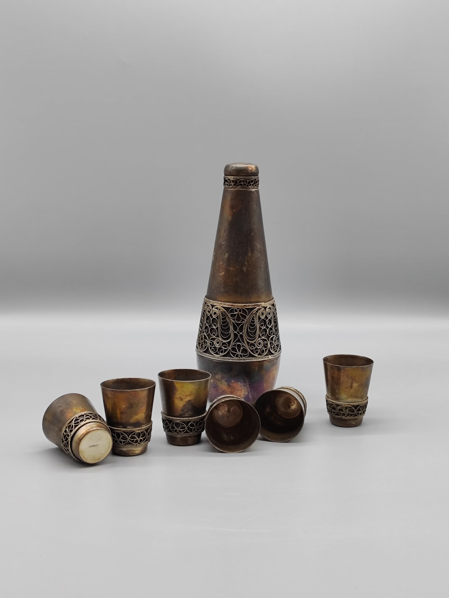 Kupfernickel-Cognac-Set für 6 Personen Produktion UdSSR YUMMET, LKSH