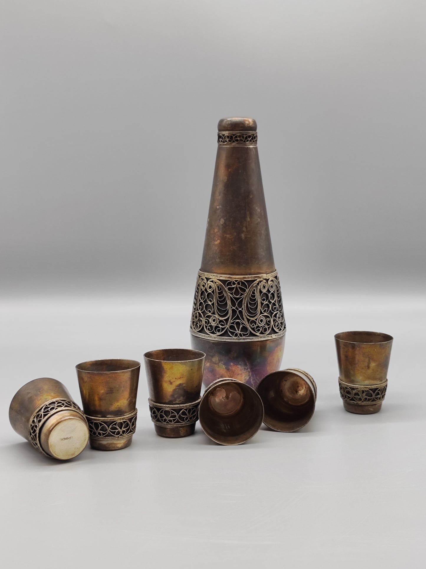 Kupfernickel-Cognac-Set für 6 Personen Produktion UdSSR YUMMET, LKSH
