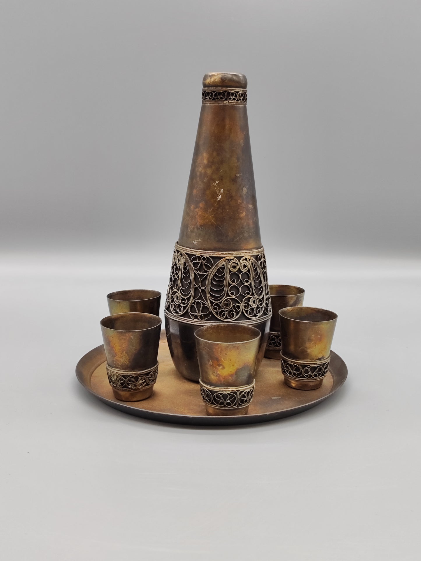Kupfernickel-Cognac-Set für 6 Personen Produktion UdSSR YUMMET, LKSH