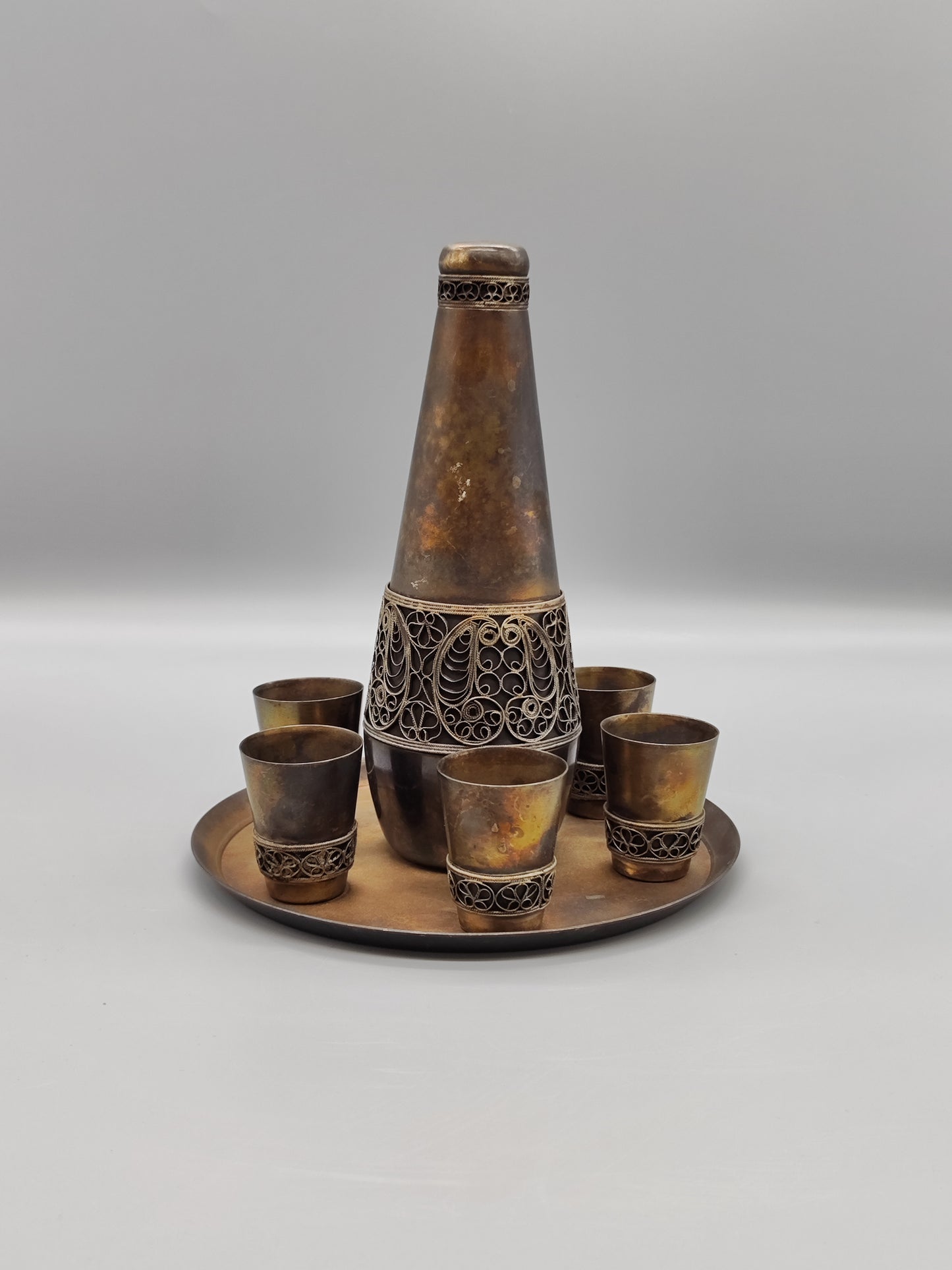 Kupfernickel-Cognac-Set für 6 Personen Produktion UdSSR YUMMET, LKSH