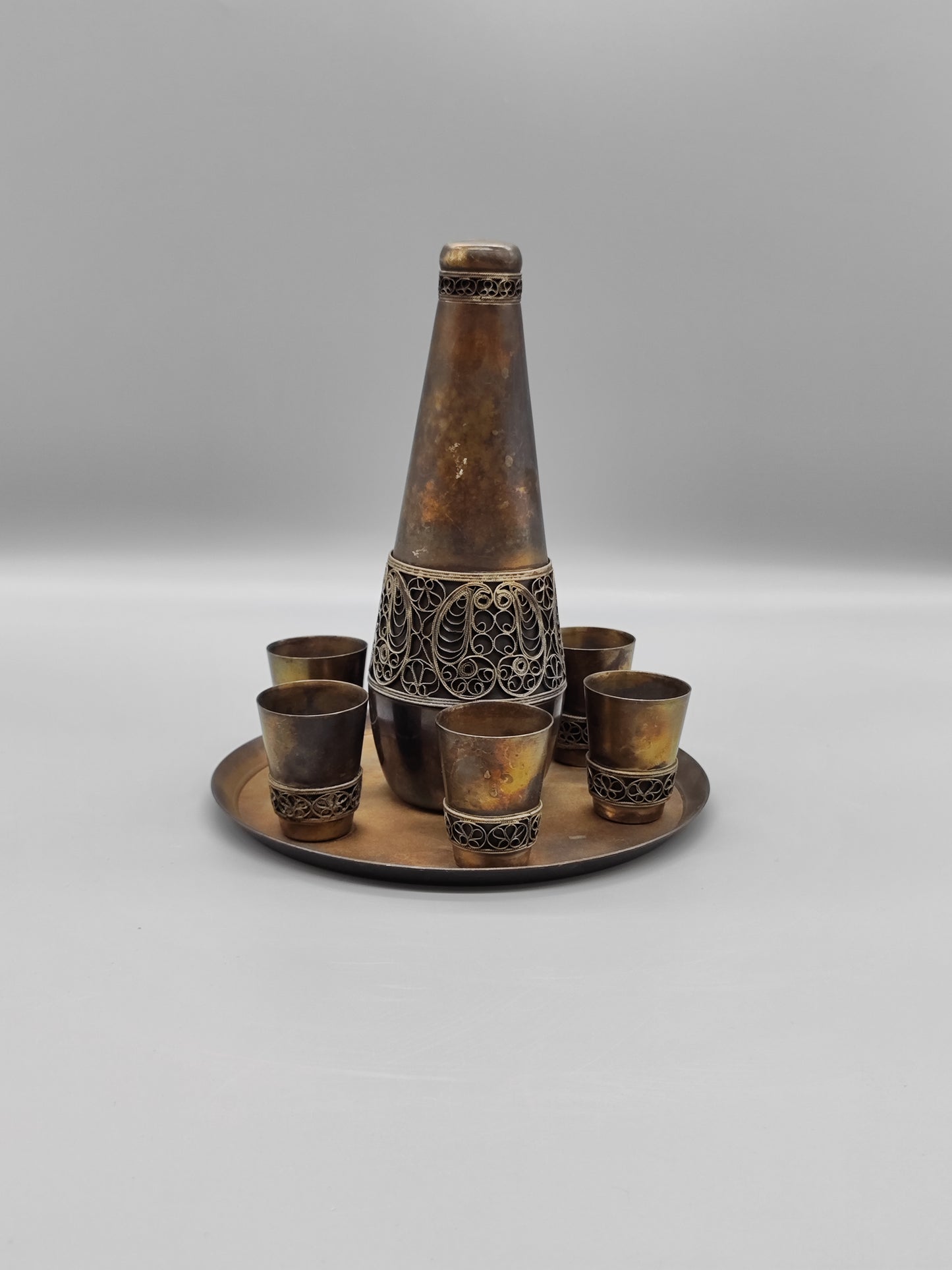Kupfernickel-Cognac-Set für 6 Personen Produktion UdSSR YUMMET, LKSH