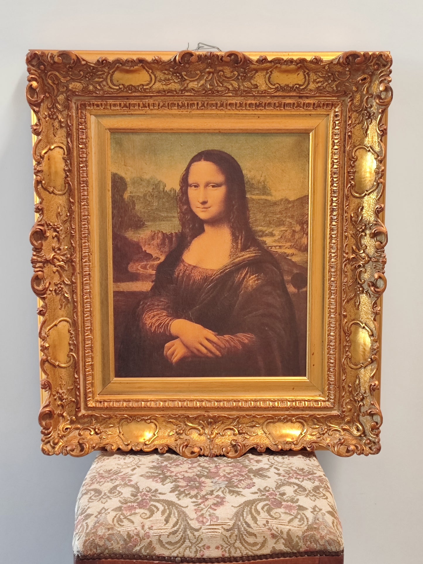 Bild mit Rahmen Gemälde Mona Lisa Gold Antik Kunstdruck Bild Wandbild