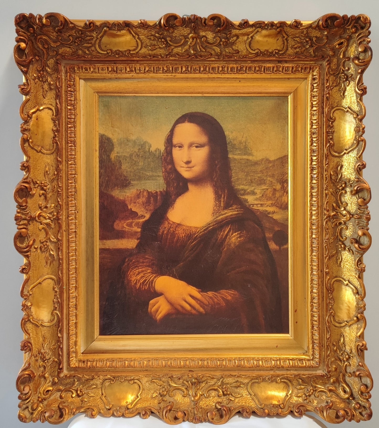 Bild mit Rahmen Gemälde Mona Lisa Gold Antik Kunstdruck Bild Wandbild