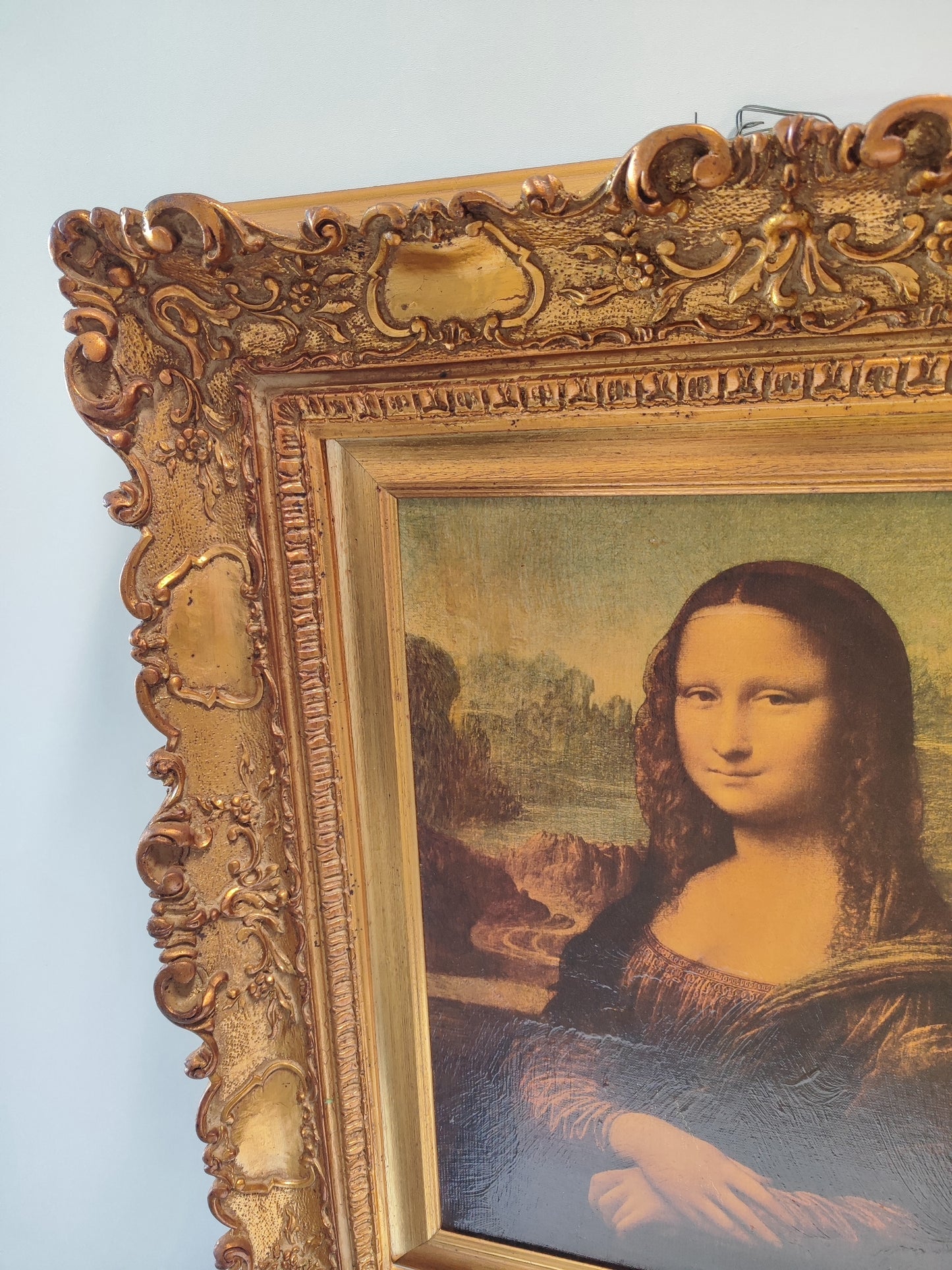 Bild mit Rahmen Gemälde Mona Lisa Gold Antik Kunstdruck Bild Wandbild