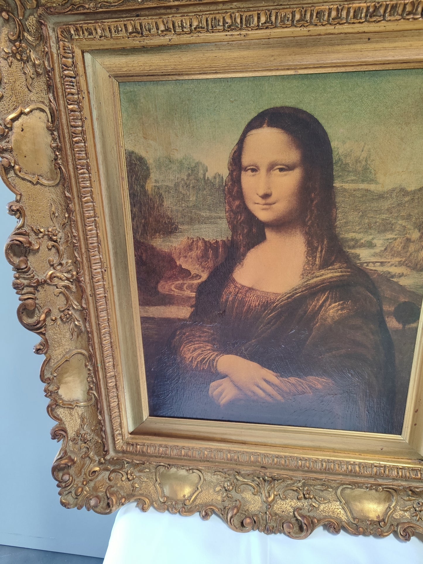 Bild mit Rahmen Gemälde Mona Lisa Gold Antik Kunstdruck Bild Wandbild