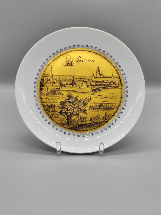 Wanddekorteller „Hannover“ Material – Keramik, Gold