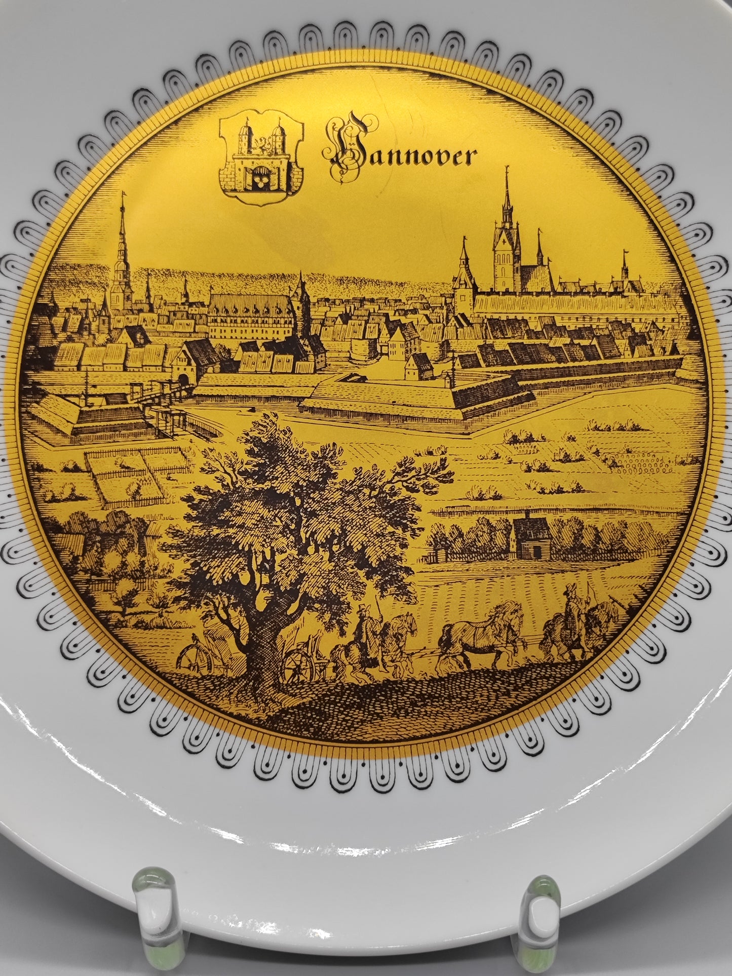 Wanddekorteller „Hannover“ Material – Keramik, Gold