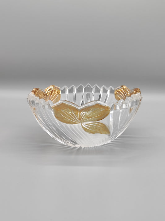 Vintage Schale Blei Kristallschale für Gebäck Obst Pralinen oval schönes Muster