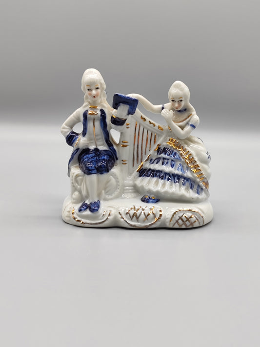 Porzellanfigur Rokoko Stil Dame mit Harfe Herr mit Notenblatt