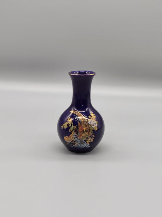 Vase klein blau mit Gold