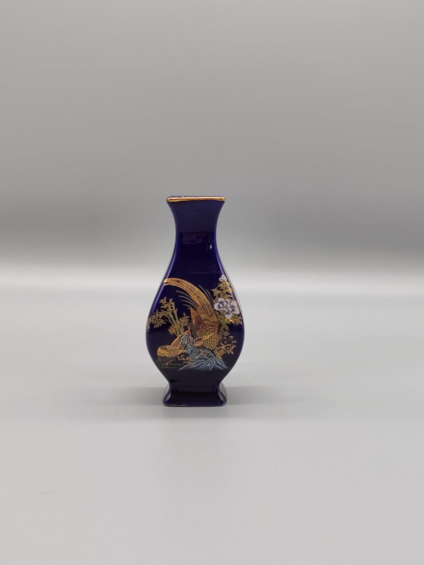 Vase Kobalt mit Gold Fasane