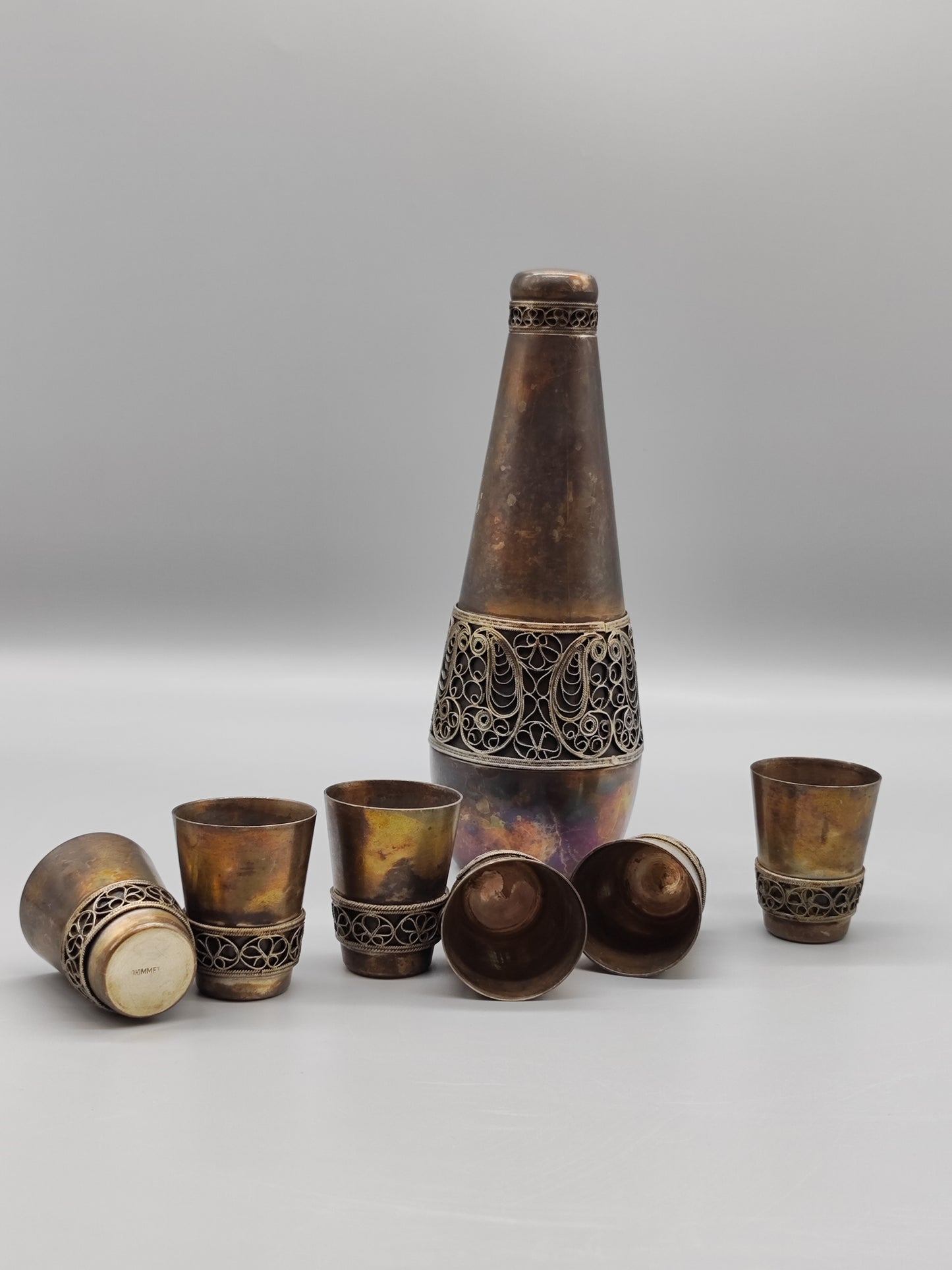 Kupfernickel-Cognac-Set für 6 Personen Produktion UdSSR YUMMET, LKSH