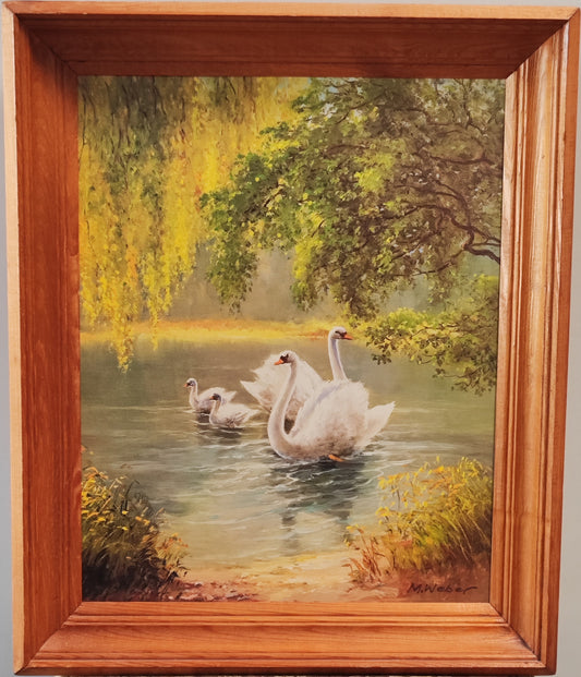 Wandbild Max Weber Schwanenfamilie Reproduktion